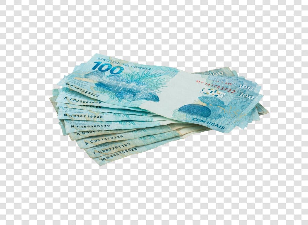 Elemento gráfico Pilha de Notas de 100 Reais dinheiro e finanças PNG com fundo transparente