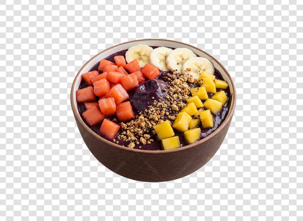 Imagem para Cardápio Tigela de Açaí Vibrante com Frutas PNG com fundo transparente