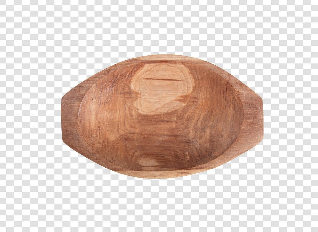 Utensílio de Cozinha Tigela de Madeira Rústica Oval PNG com fundo transparente