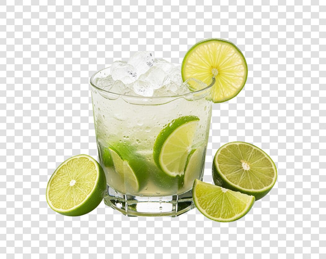 Imagem de Caipirinha com Gelo e Fatias de Limão para Verão PNG com fundo transparente