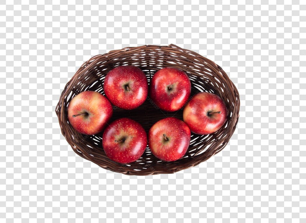 Imagem de Cesta de Maçãs Vermelhas para Dieta e Saúde PNG com fundo transparente