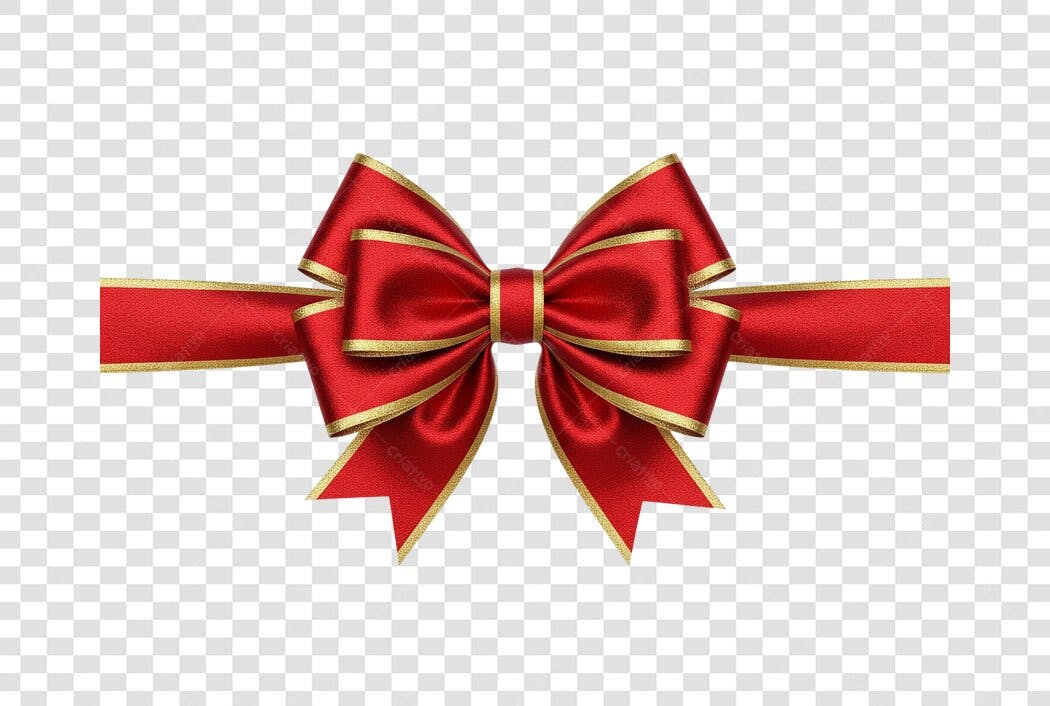 Laço de presente vermelho dourado para Natal e celebrações PNG com fundo transparente