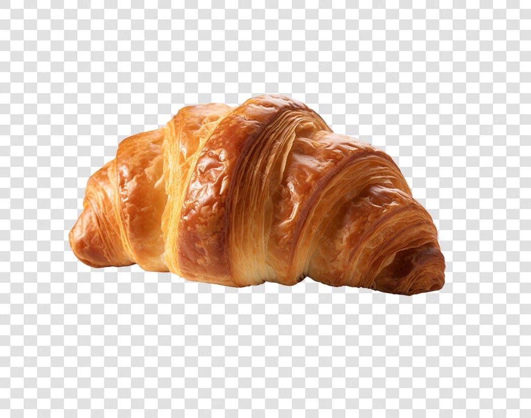 Elemento gráfico croissant fresco dourado padaria PNG com fundo transparente