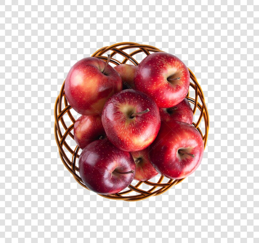 Cesta de Maçãs Vermelhas PNG com fundo transparente