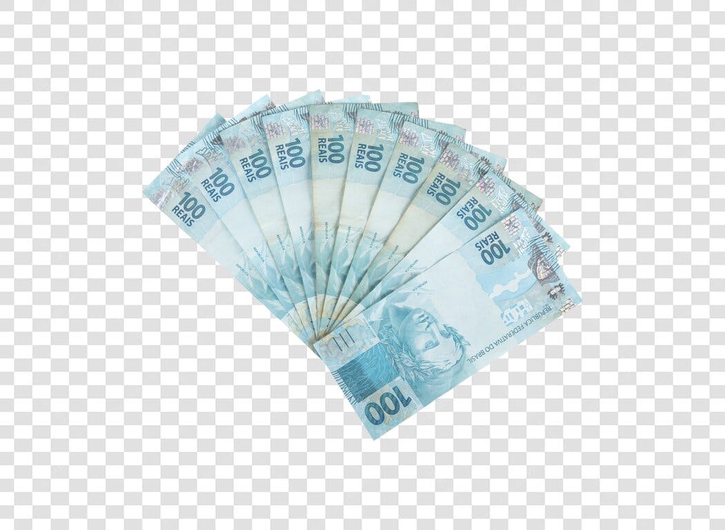 Notas de 100 Reais Brasileiros para finanças e economia PNG com fundo transparente