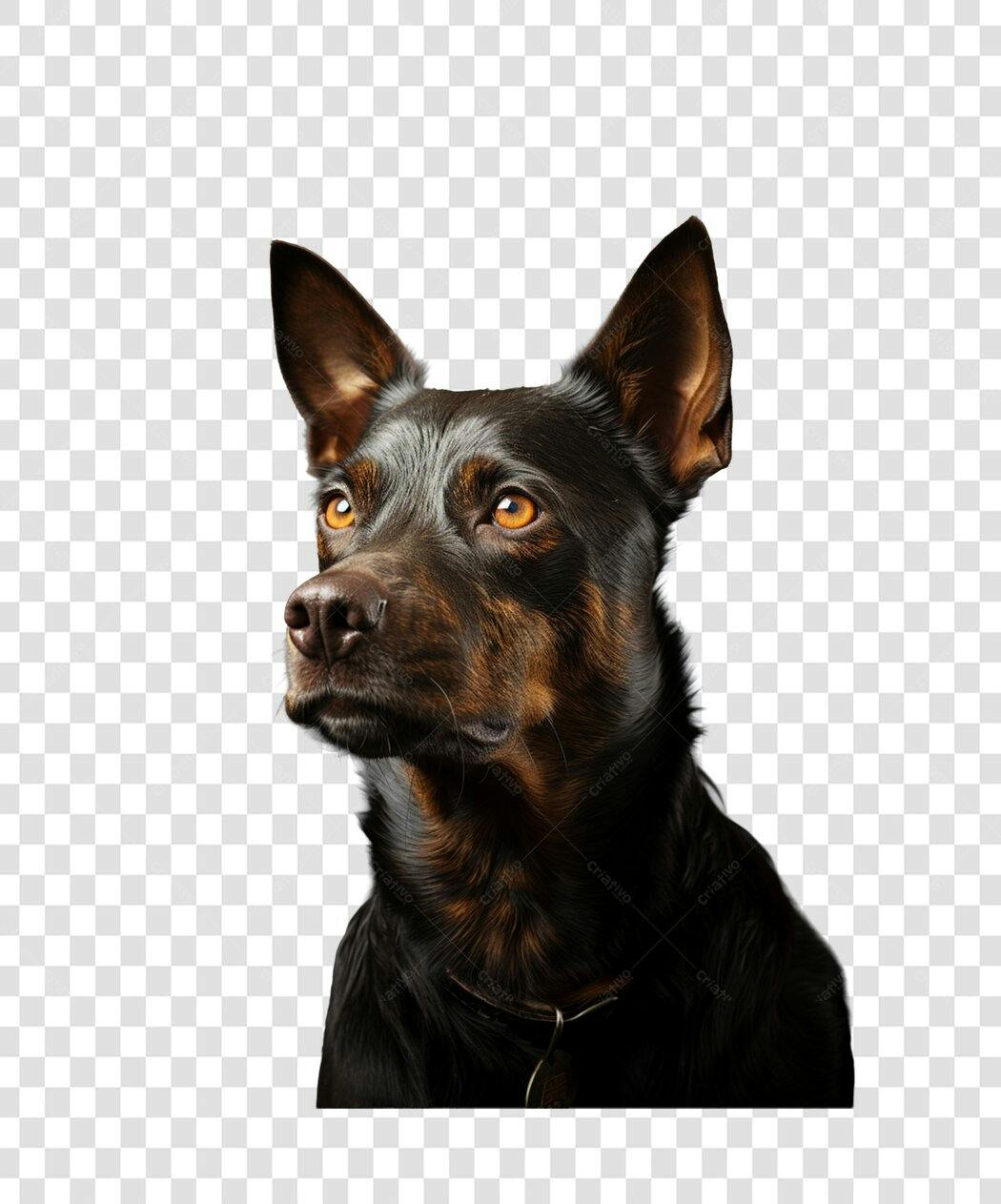 Foto de Cachorro preto e marrom com olhos âmbar PNG com fundo transparente