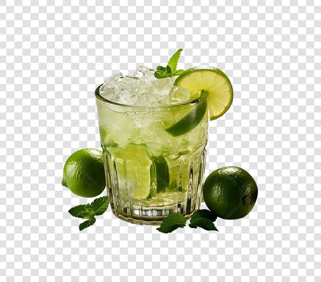 Foto de Caipirinha refrescante com limão e hortelã para verão PNG com fundo transparente