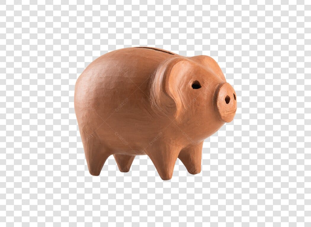 Objeto Cofrinho de Argila Marrom para Economia PNG com fundo transparente