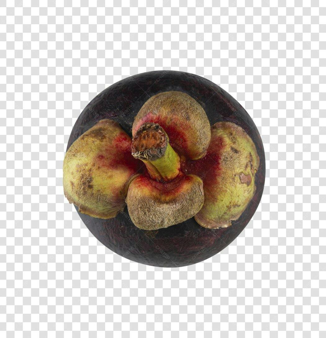 Fruta PNG Mangostão maduro roxo verde vermelho com fundo transparente