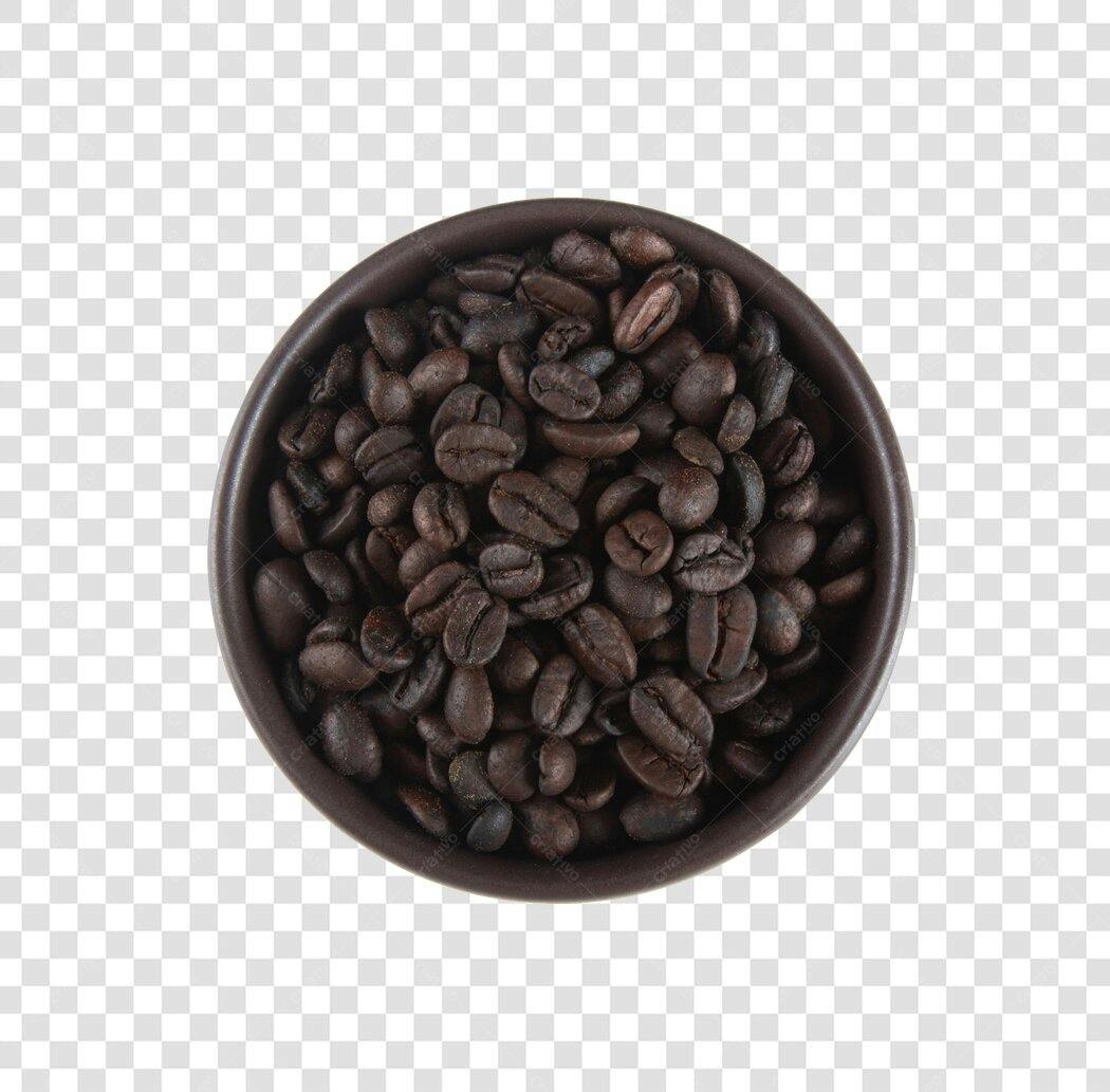 Elemento Grãos de Café Torrado em Tigela Escura PNG com fundo transparente