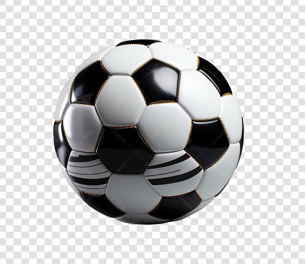 Elemento Gráfico Bola de Futebol Preto e Branco Dourado para Esportes PNG com fundo transparente