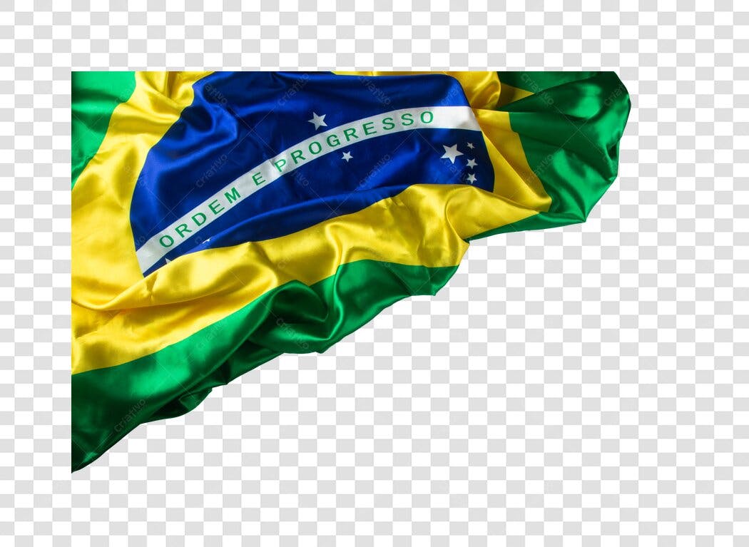 Bandeira do Brasil ondulada cores vibrantes para eventos PNG com fundo transparente