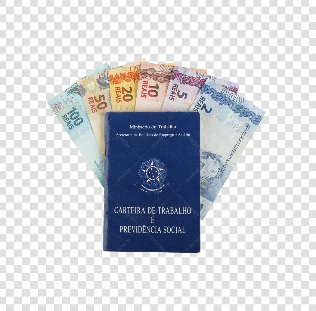 Carteira de Trabalho e Notas de Real Brasileiro para Finanças PNG com fundo transparente