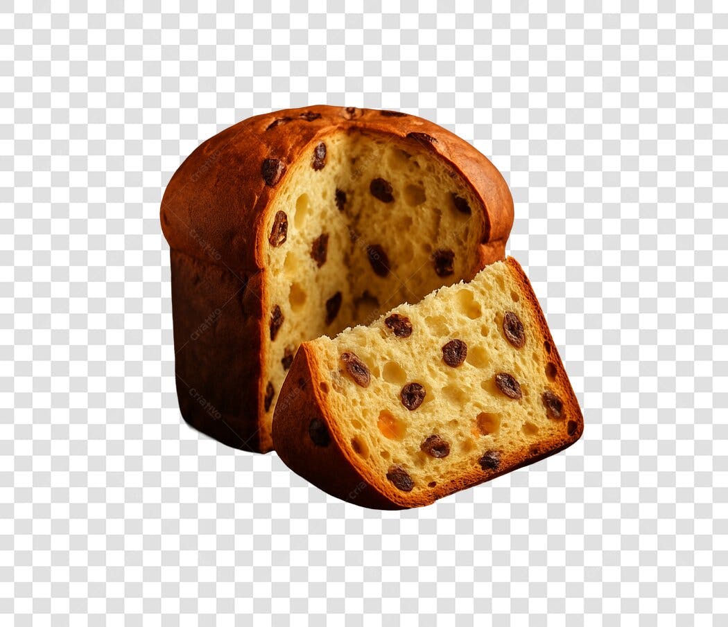 Elemento gráfico Panettone de Natal com fatia PNG com fundo transparente