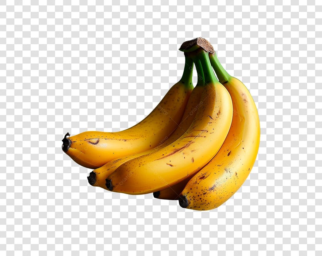 Imagem de Cacho de Bananas Amarelas Maduras PNG com fundo transparente