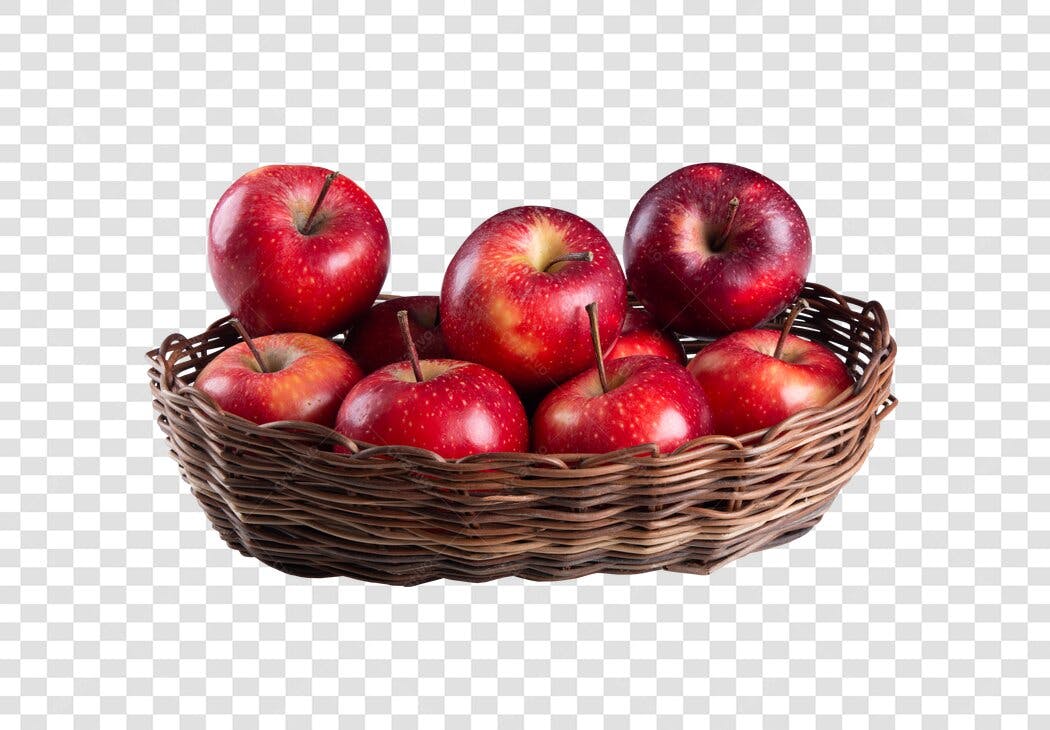 Imagem Cesta de Maçãs Vermelhas Frutas Frescas PNG com fundo transparente