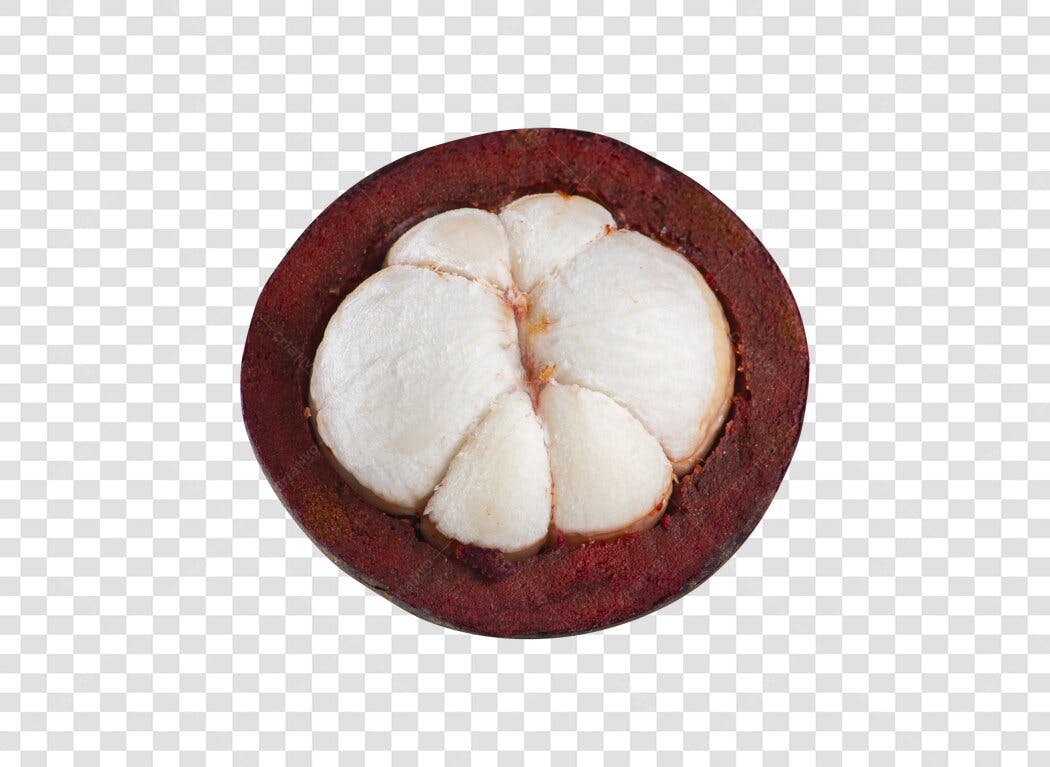Recorte de Mangostão Fruta Tropical Roxa Branca PNG com fundo transparente