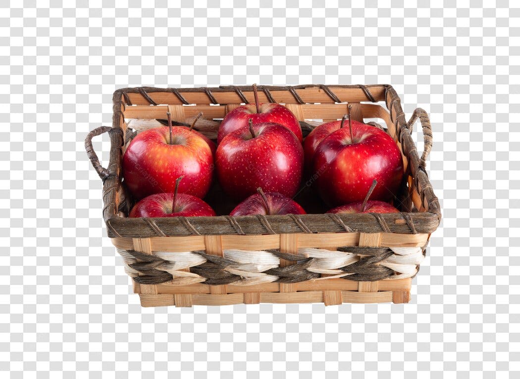 Imagem de Cesta de Maçãs Vermelhas Frescas PNG com fundo transparente