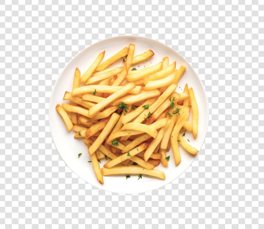 Elemento Gráfico Batatas Fritas Douradas com Salsa PNG com fundo transparente