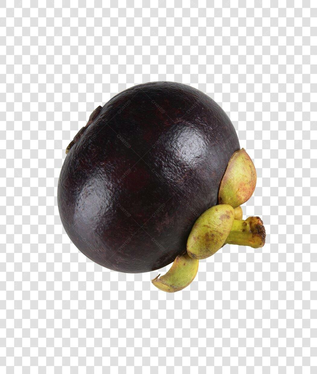 Imagem de Fruta Mangostão Roxa e Verde PNG com fundo transparente