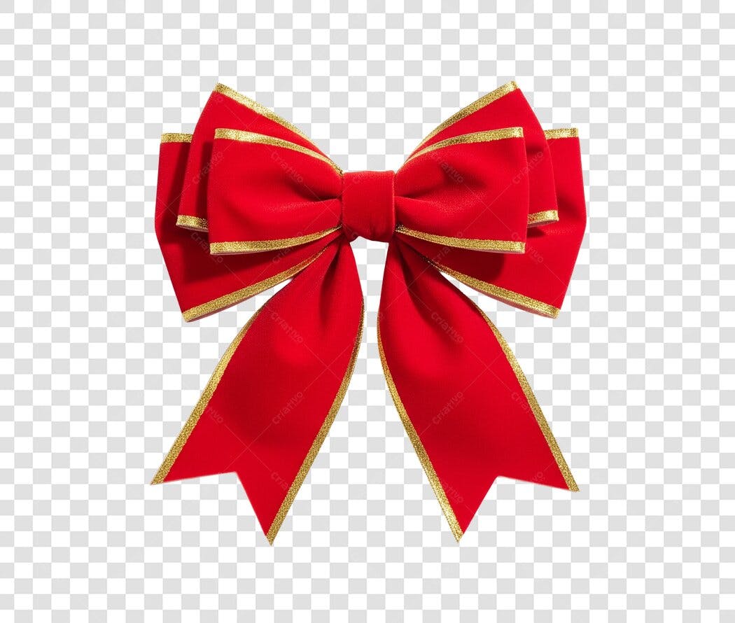Elemento gráfico laço vermelho dourado festivo PNG com fundo transparente