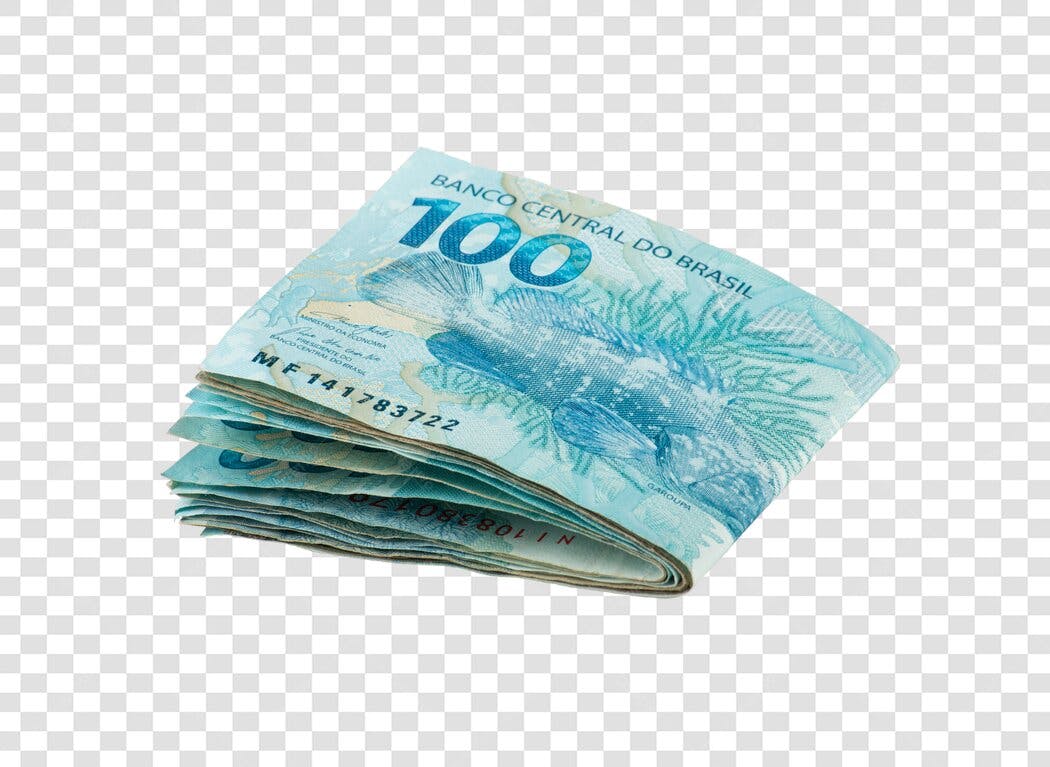 Ilustração de dinheiro notas de 100 Reais empilhadas PNG com fundo transparente