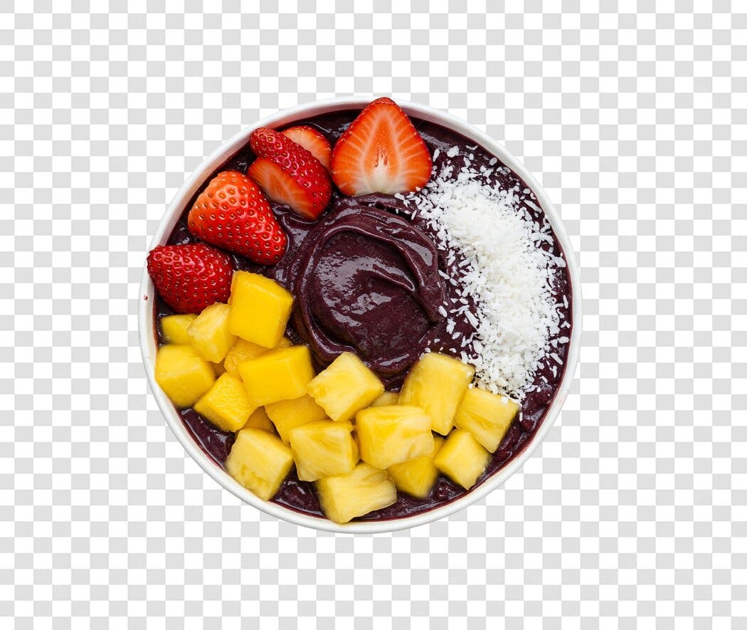 Tigela de Açaí com Morango Abacaxi Coco PNG com fundo transparente
