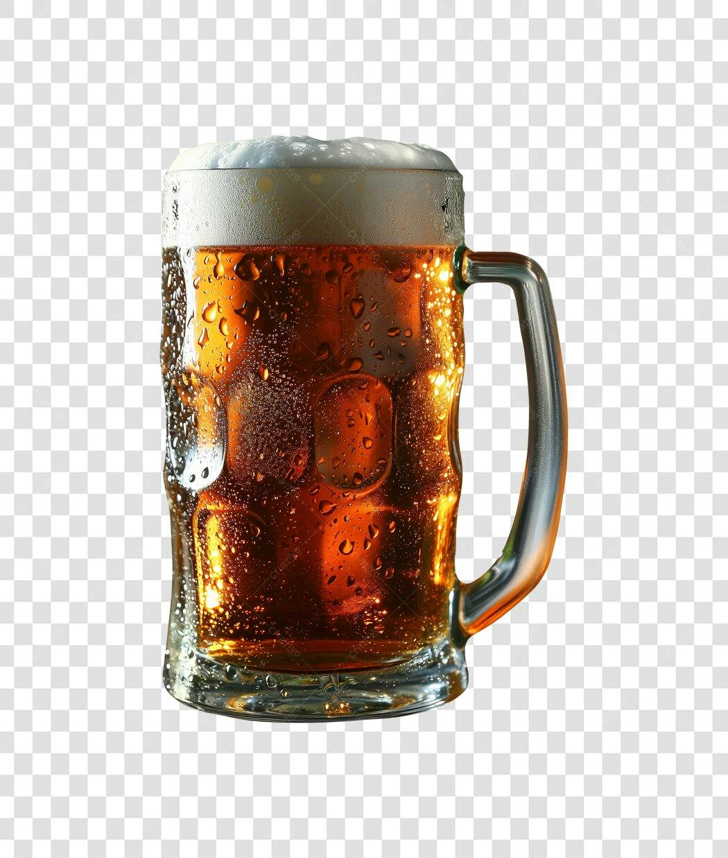 Elemento Gráfico Caneca de Cerveja Gelada com Espuma PNG com fundo transparente