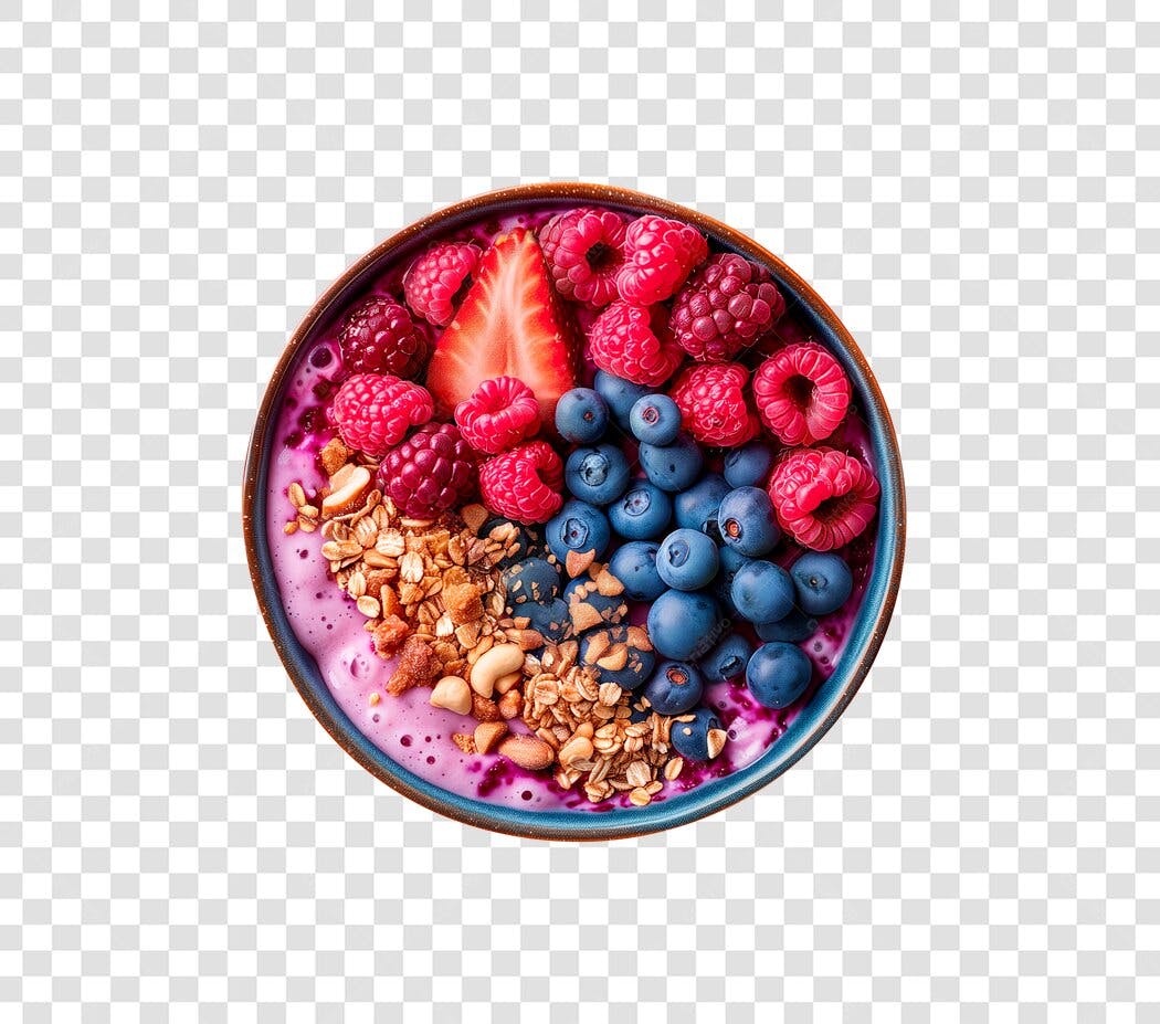 Imagem de Smoothie Bowl com frutas vermelhas e granola PNG com fundo transparente