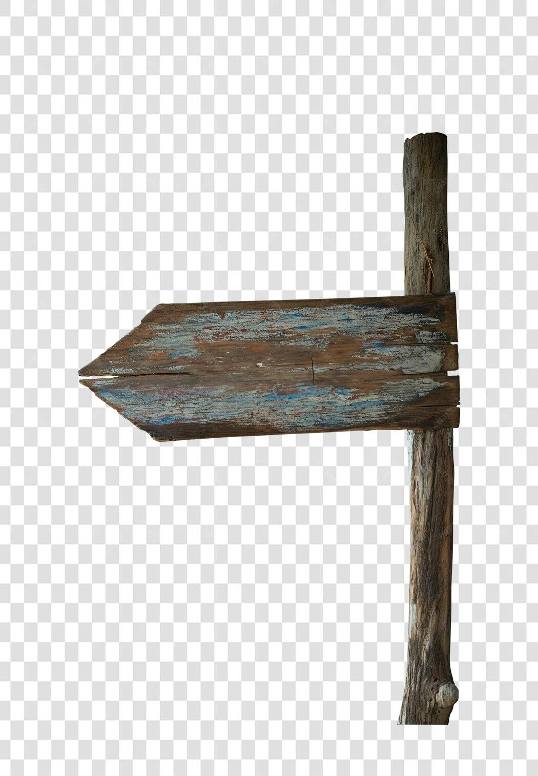 Placa Direcional Rústica de Madeira Envelhecida PNG com fundo transparente