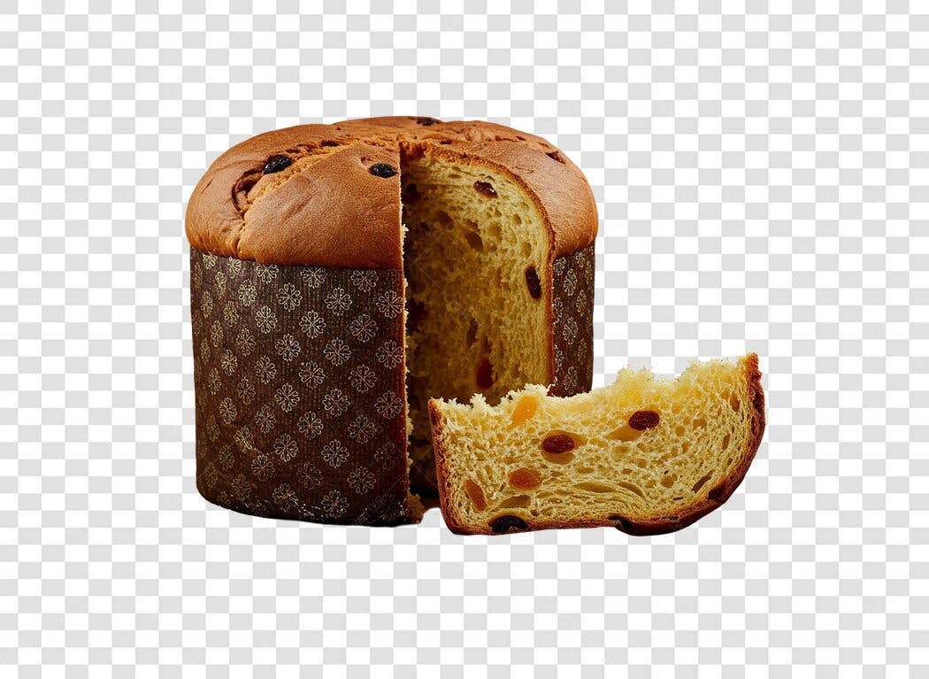 Panettone de Natal e Ano Novo Fatiado PNG com fundo transparente