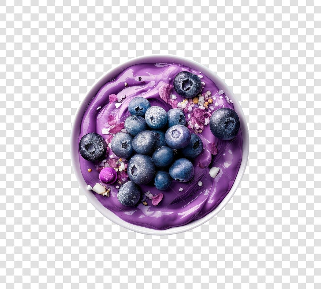 Imagem de Açaí Bowl com Mirtilos para Mídias Digitais PNG com fundo transparente