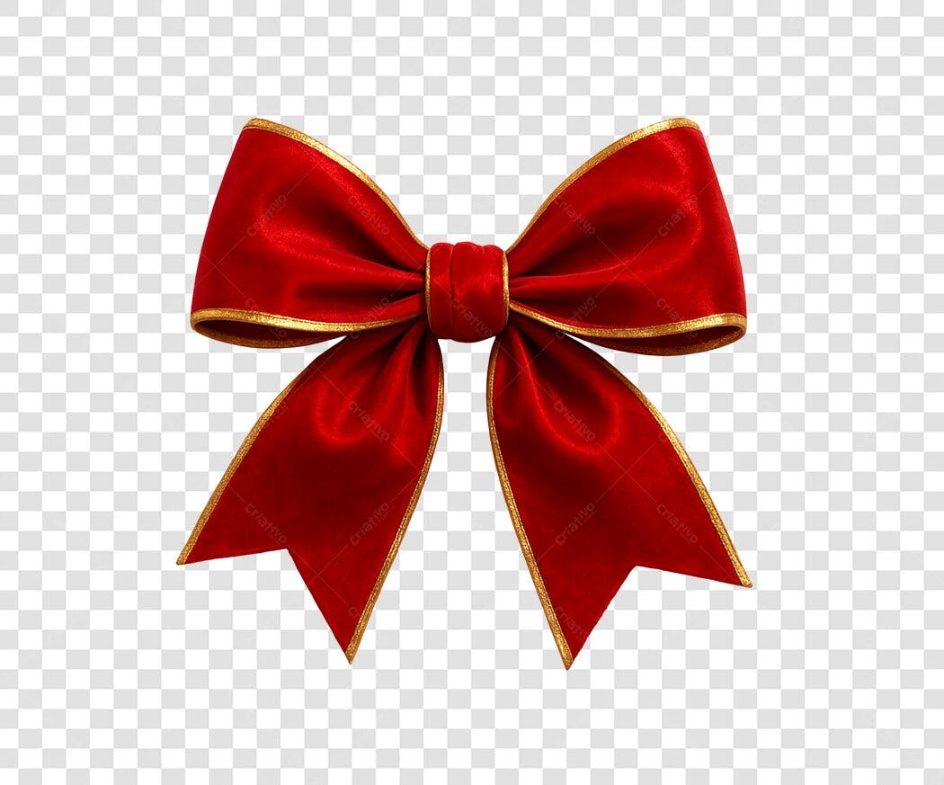 Laço de Presente Vermelho Natalino com Borda Dourada PNG com fundo transparente