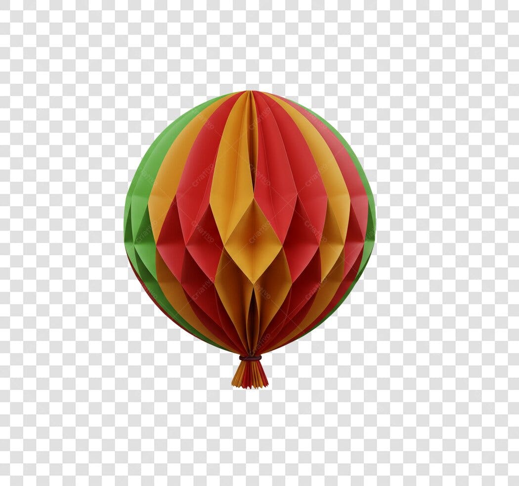 Balão de Festa Junina Vermelho Amarelo Verde PNG com fundo transparente