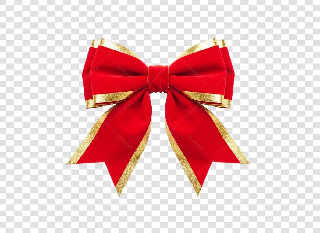 Laço de presente vermelho dourado para Natal e festas PNG com fundo transparente