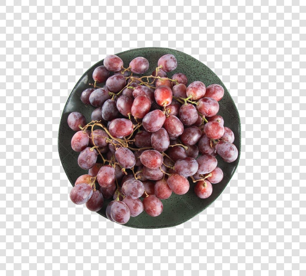 Objeto Uvas Vermelhas Frescas em Tigela PNG com fundo transparente