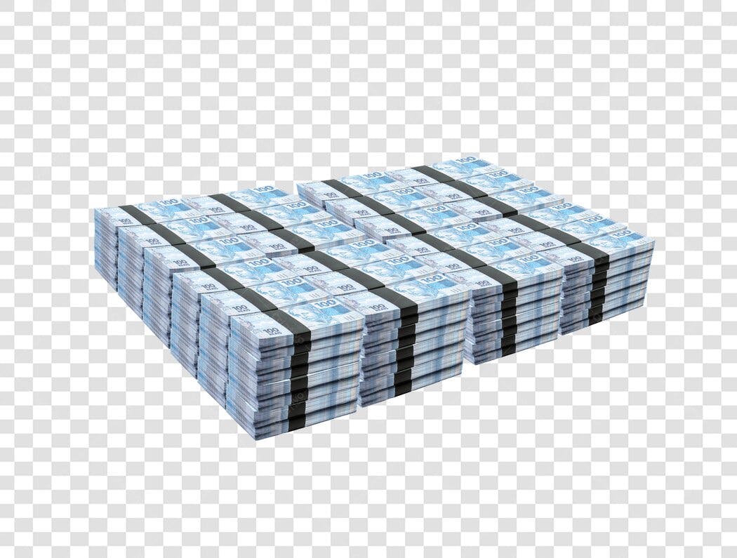 Imagem de Pilhas de Notas de 100 Reais Brasileiros PNG com fundo transparente