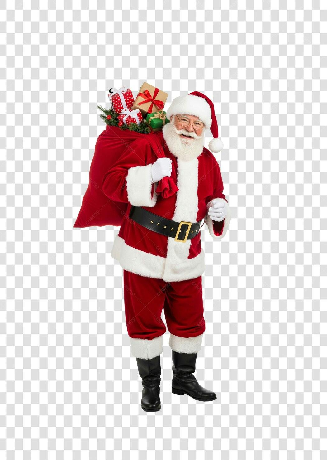 Imagem Papai Noel Natal com presentes Vermelho e Branco PNG com fundo transparente