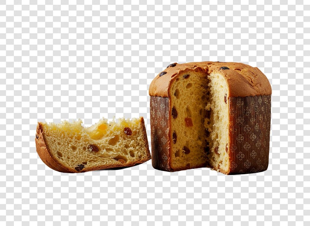 Imagem Panettone com fatia para Natal e Ano Novo PNG com fundo transparente