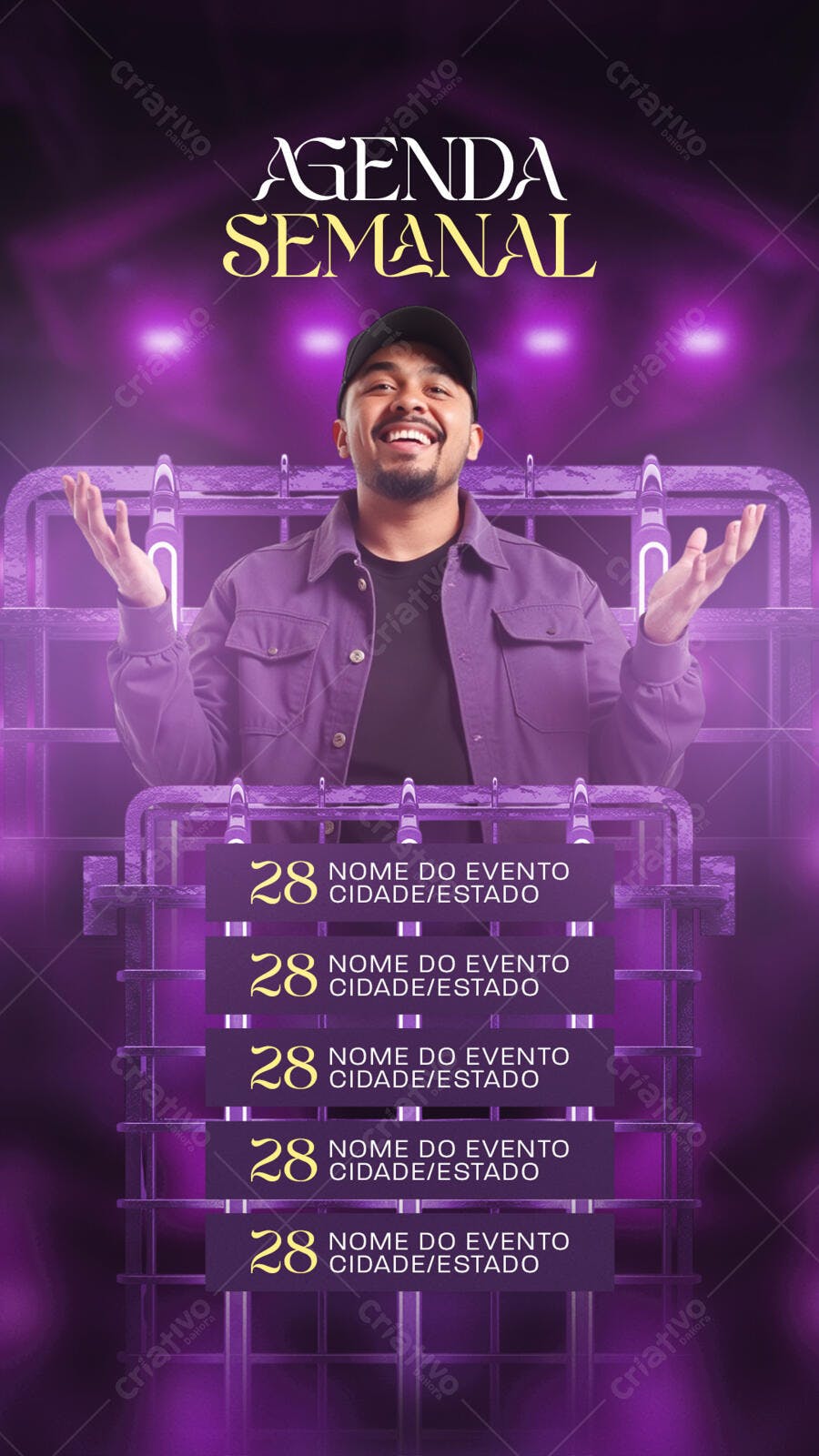Flyer Post Agenda Semanal para Shows Festas PSD Editável