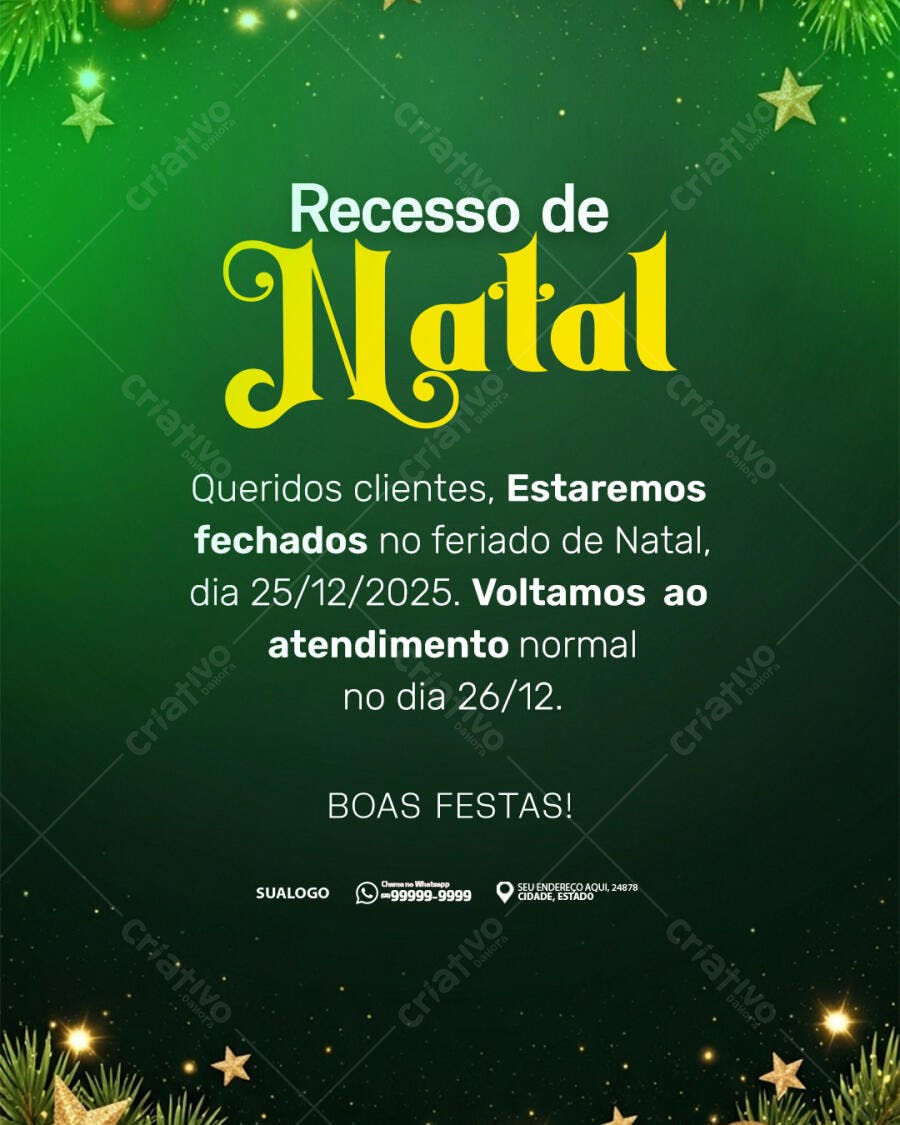 Flyer Recesso de Natal PSD Editável