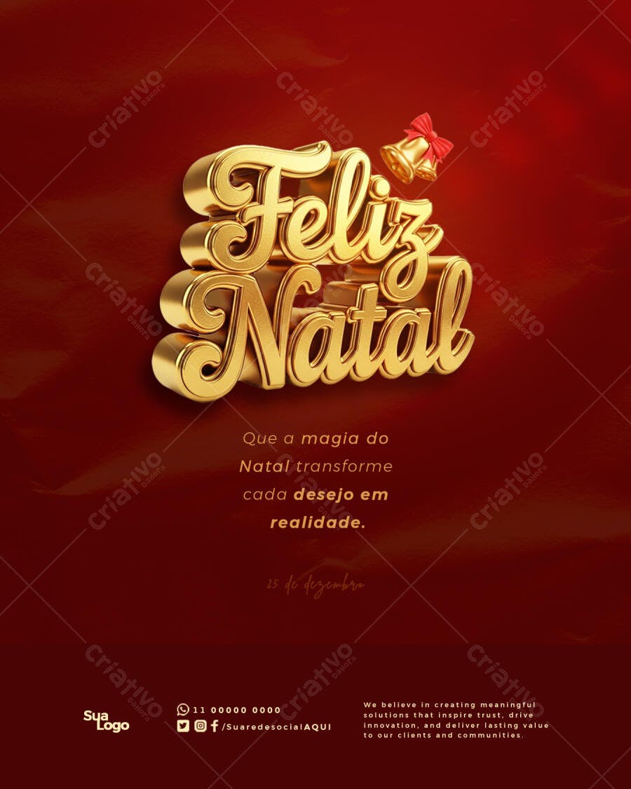 Flyer Feliz Natal Dourado para Redes Sociais PSD Editável