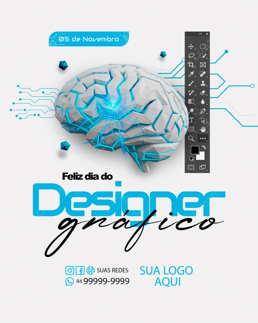 Flyer Dia do Designer Gráfico 05 de Novembro Psd Editável