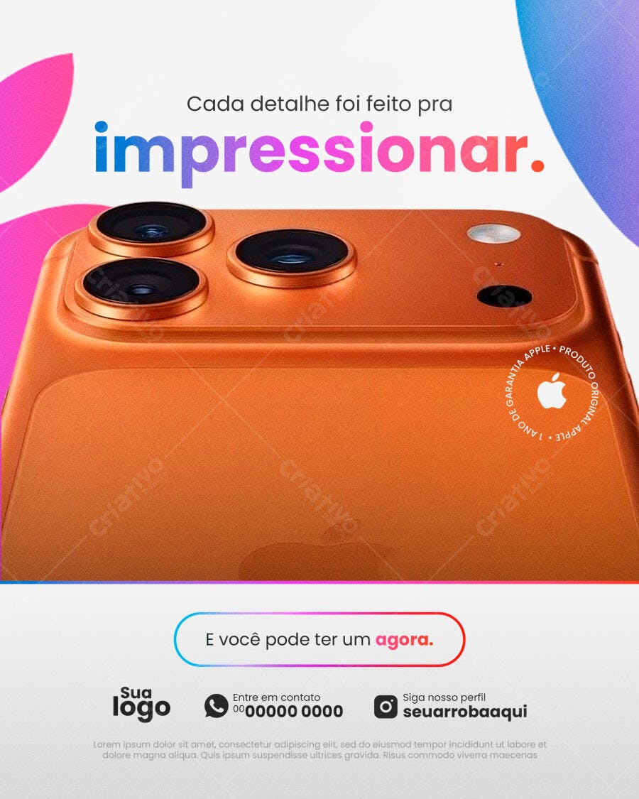 Flyer para Produto Apple Laranja Impressionar PSD Editável