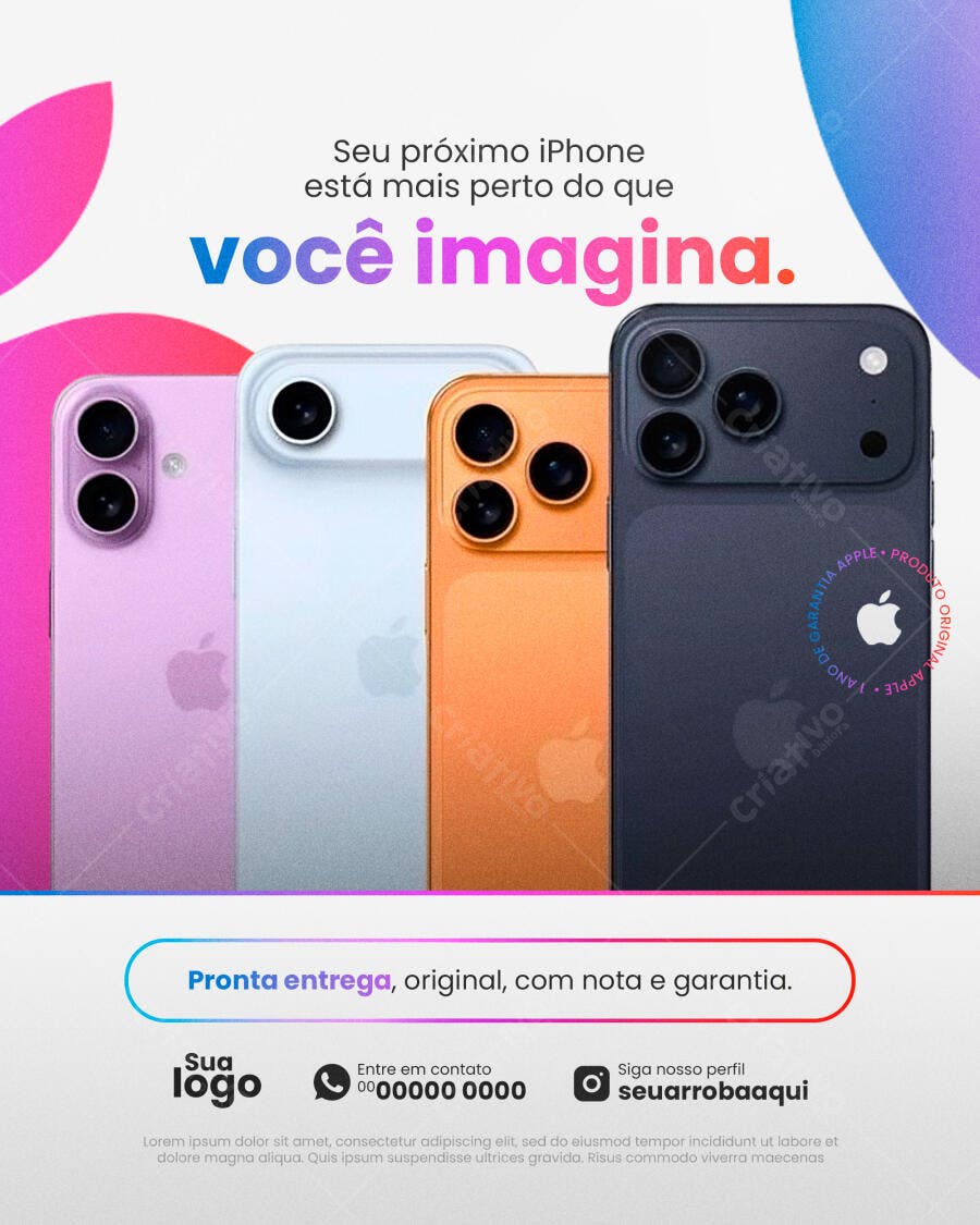 Flyer Oferta de iPhones Pronta Entrega PSD Editável
