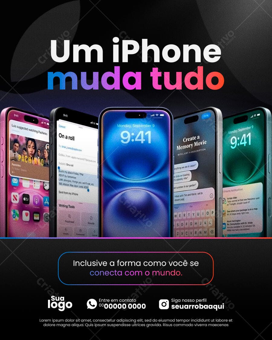 Flyer Publicitário Vários iPhones Modernos PSD Editável