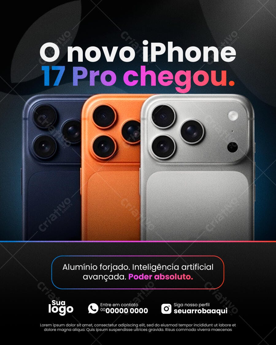 Flyer Digital para Lançamento iPhone 17 Pro PSD Editável