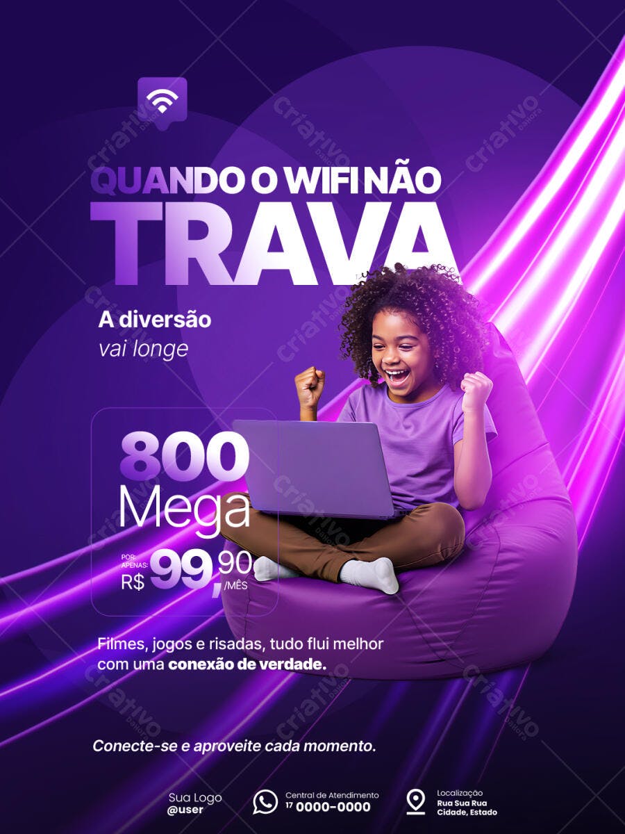 Flyer Internet Rápida Wi-Fi Sem Travar 800 Mega PSD Editável