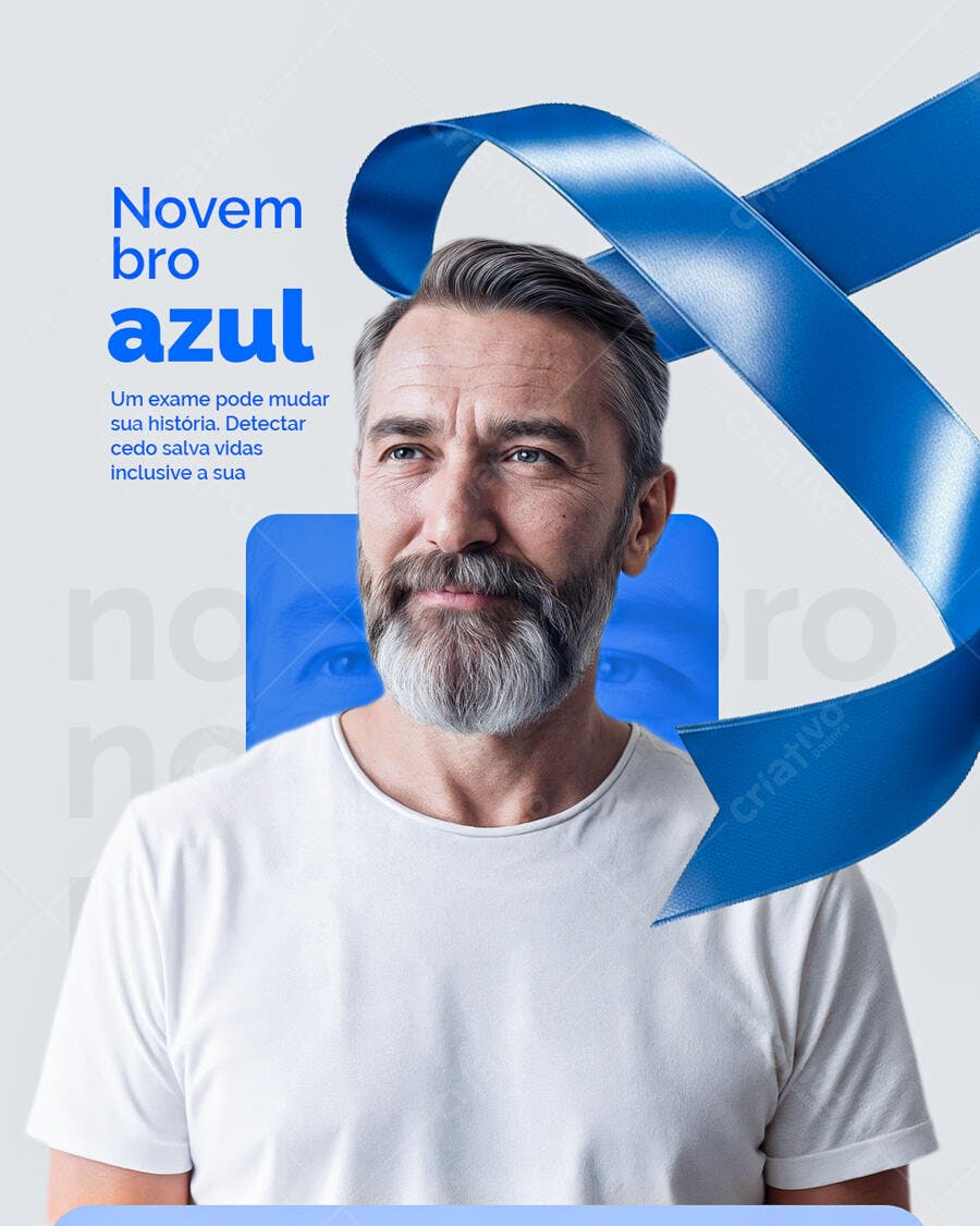 Flyer Novembro Azul Conscientização Câncer Próstata PSD Editável