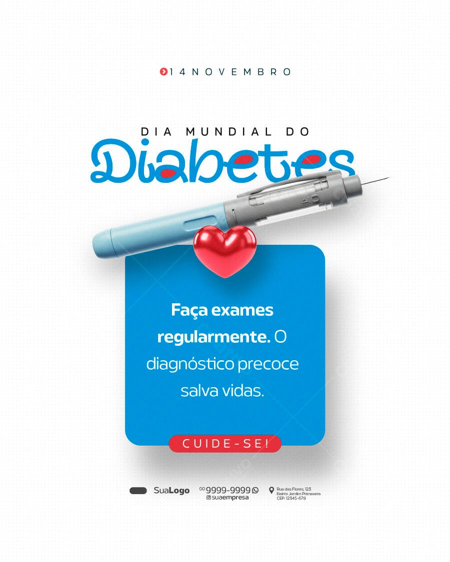 Flyer Conscientização Dia Mundial do Diabetes Psd Editável